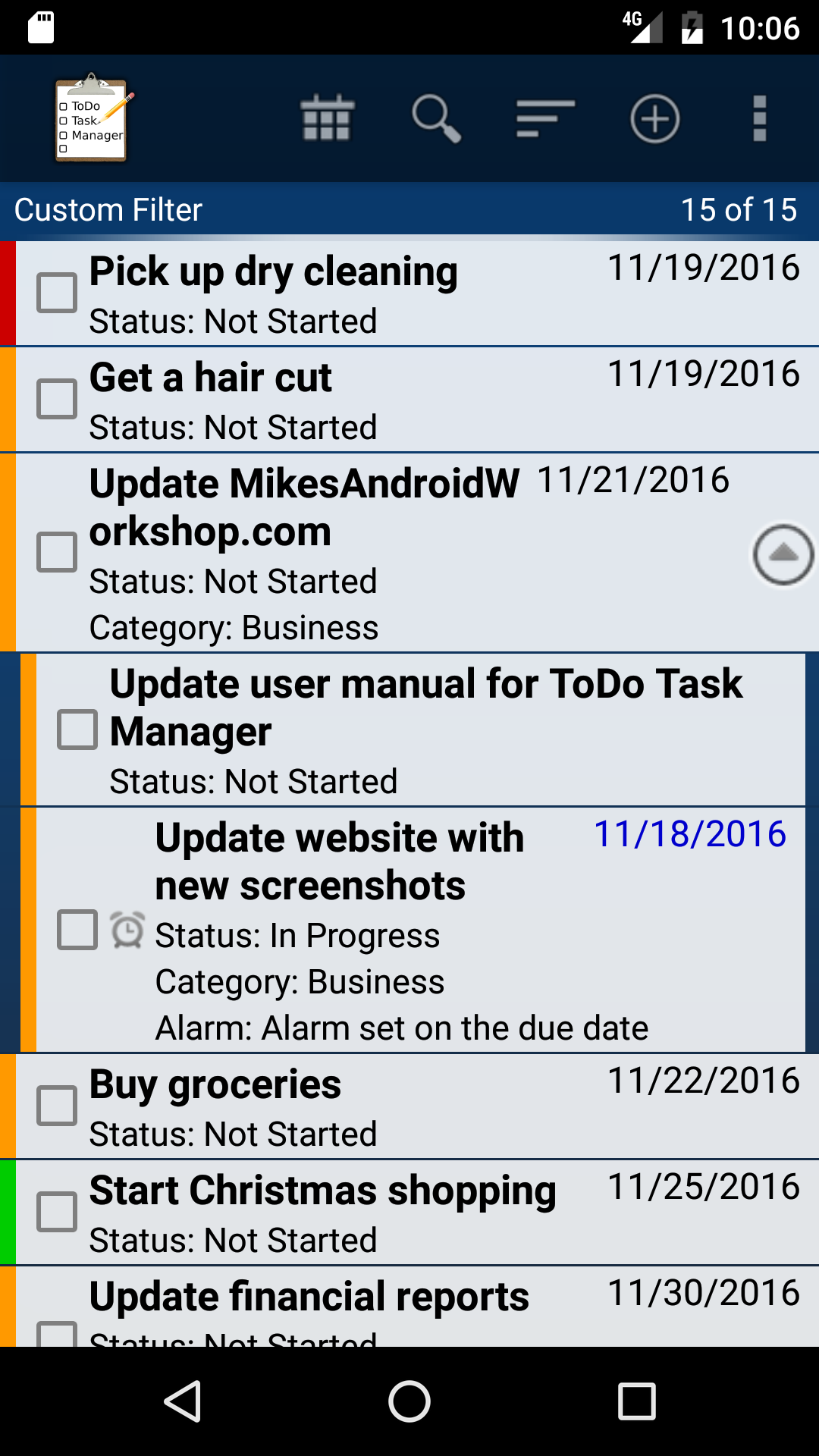 Screen capture of ToDo Task Manager -Pro